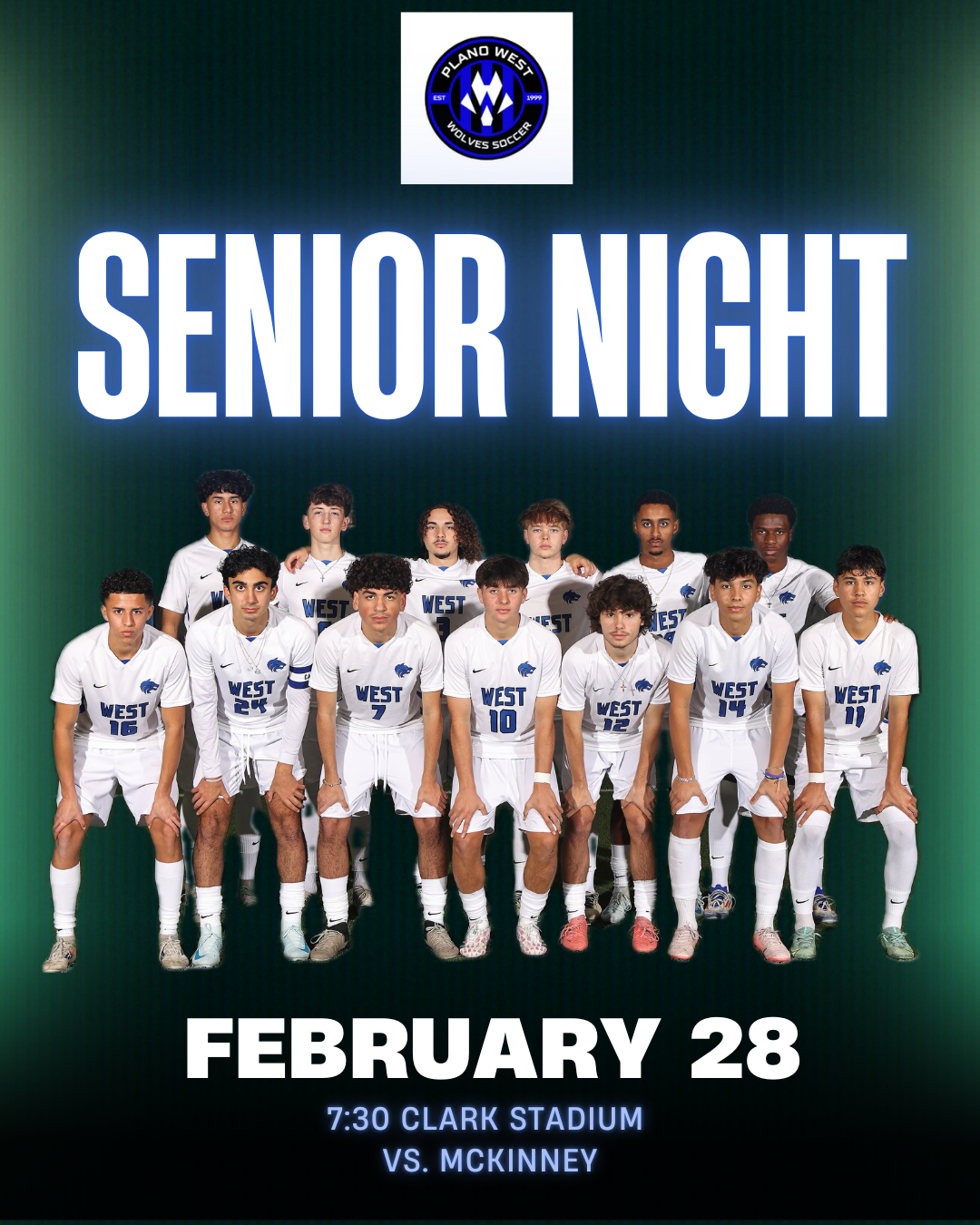  Senior Night - PWSH Soccer - Feb. 28 at 7:30 p.m., Clark Stadium